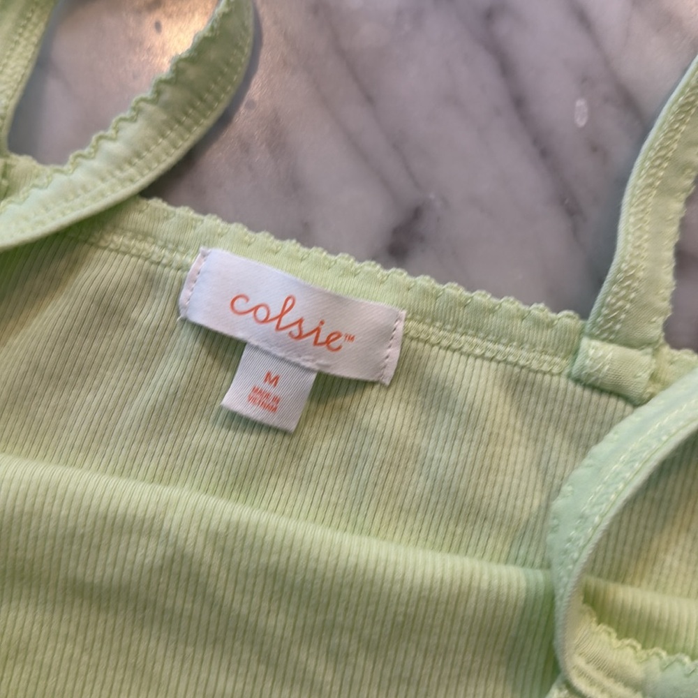 Like new. Colsie Mint Ribbed Tank Top - Picture 2 of 3